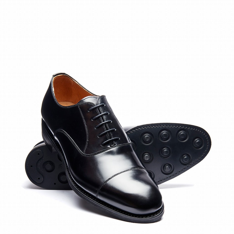 Solovair Hi-Shine 5 Eye Oxford Sko Herre Sort | 099-197-060