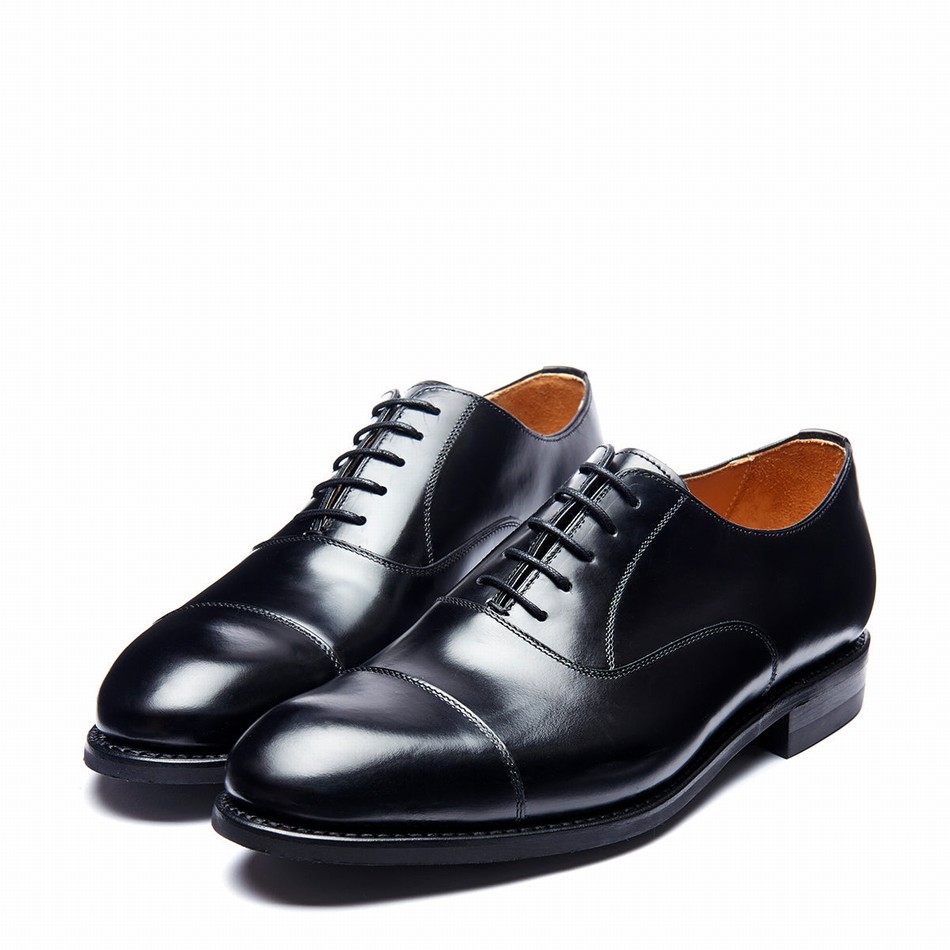 Solovair Hi-Shine 5 Eye Oxford Sko Herre Sort | 099-197-060