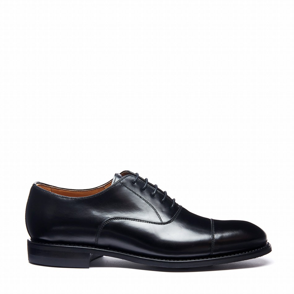 Solovair Hi-Shine 5 Eye Oxford Sko Herre Sort | 099-197-060