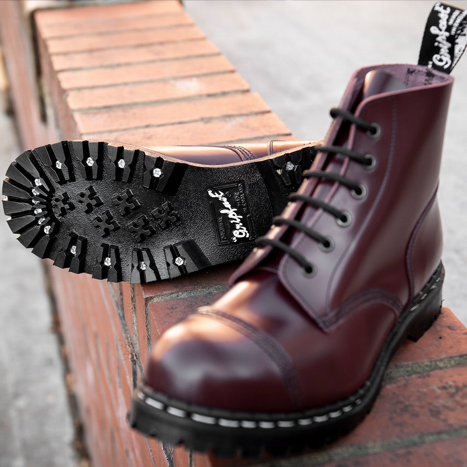 Solovair Hi-Shine 6 Eye Steel Toe Capped Derby Støvler Herre Rød | GF6-1710-OX-030
