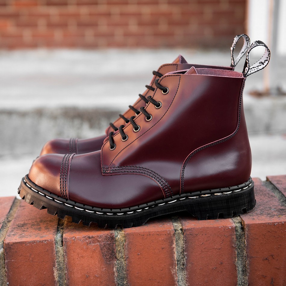 Solovair Hi-Shine 6 Eye Steel Toe Capped Derby Støvler Herre Rød | GF6-1710-OX-030