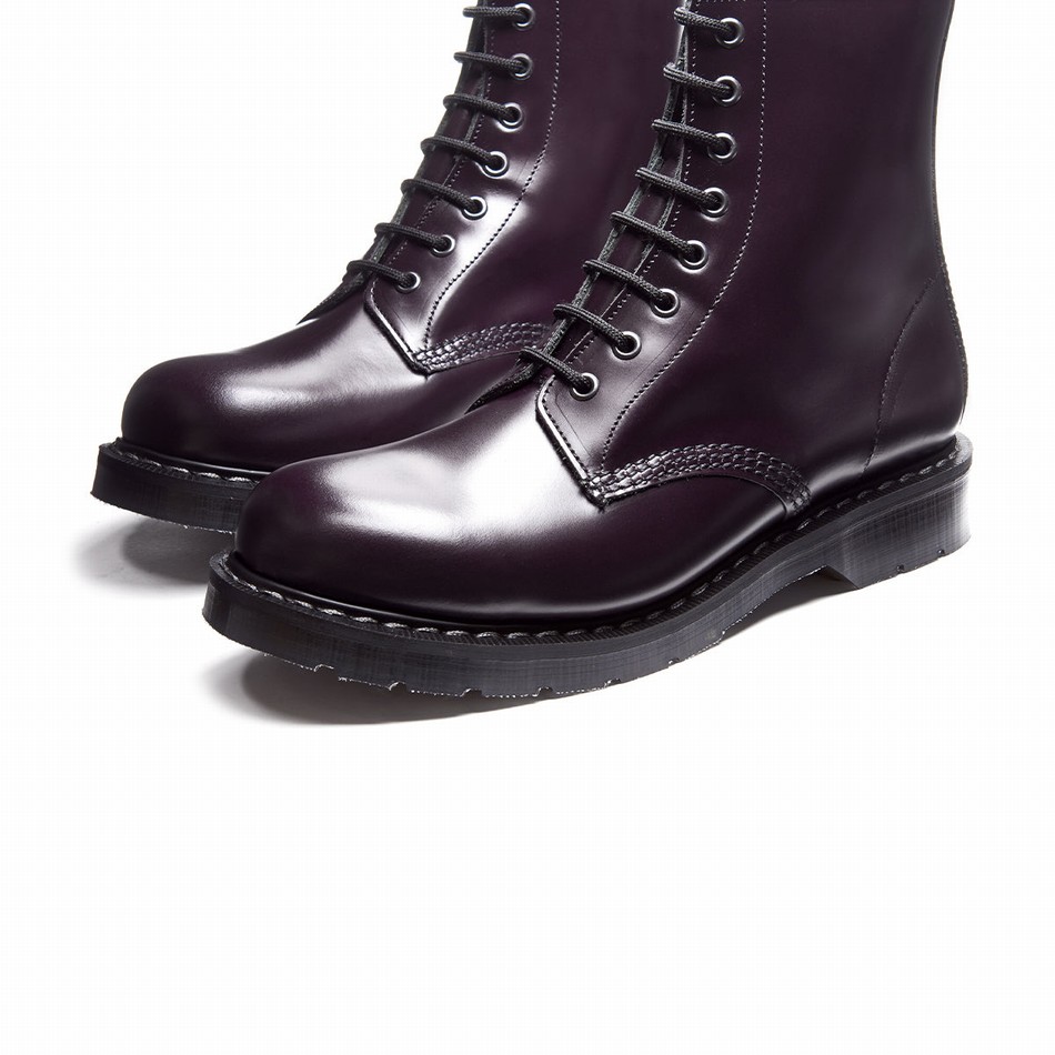 Solovair Hi-Shine 8 Eye Derby Støvler Dame Lilla | S8-551-PUR-G-030