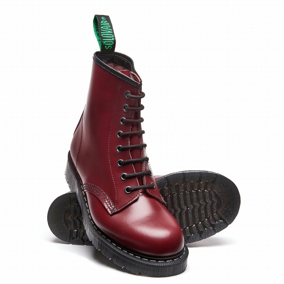 Solovair Hi-Shine 8 Eye Derby Støvler Dame Rød | S8-551-CR-G-030