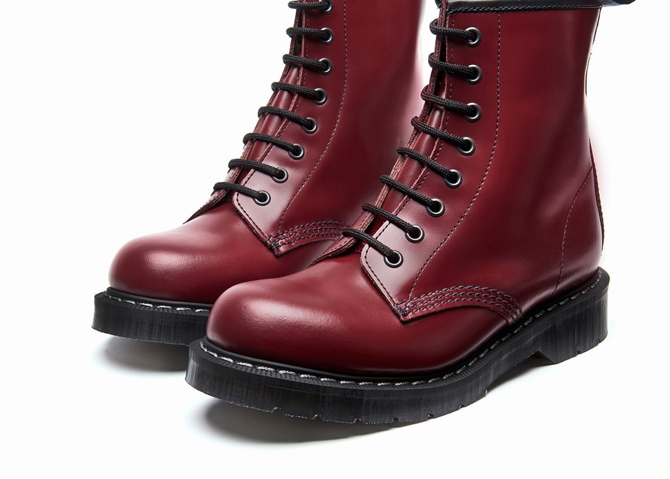 Solovair Hi-Shine 8 Eye Derby Støvler Dame Rød | S8-551-CR-G-030