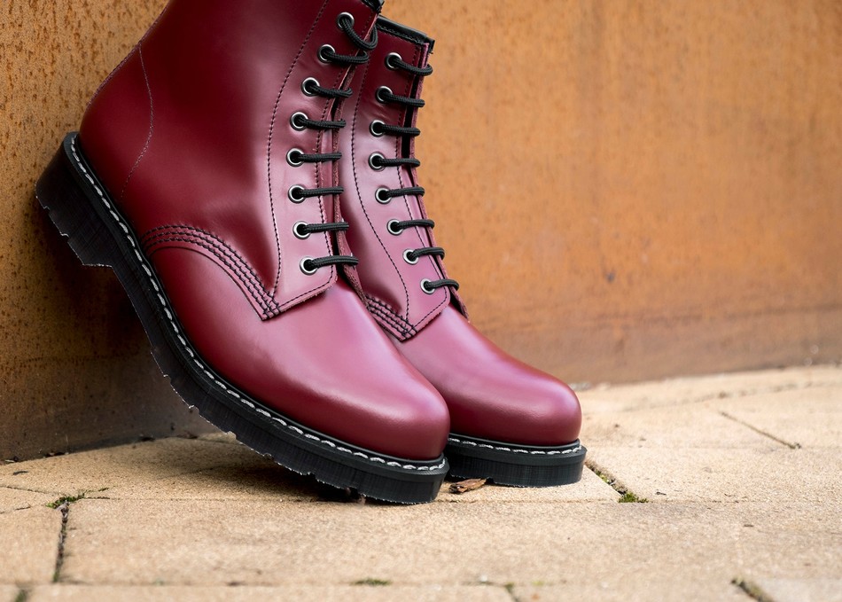 Solovair Hi-Shine 8 Eye Derby Støvler Dame Rød | S8-551-CR-G-030