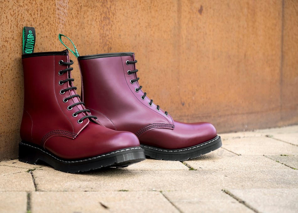 Solovair Hi-Shine 8 Eye Derby Støvler Dame Rød | S8-551-CR-G-030