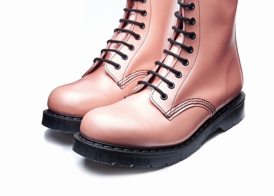 Solovair Hi-Shine 8 Eye Derby Støvler Dame Lyserød | S8-551-PK-IR-G-035