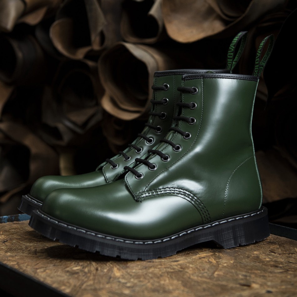 Solovair Hi-Shine 8 Eye Derby Støvler Herre Grøn | S8-551-GN-G-030