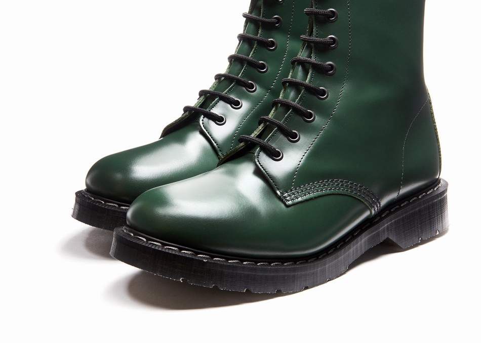 Solovair Hi-Shine 8 Eye Derby Støvler Herre Grøn | S8-551-GN-G-030