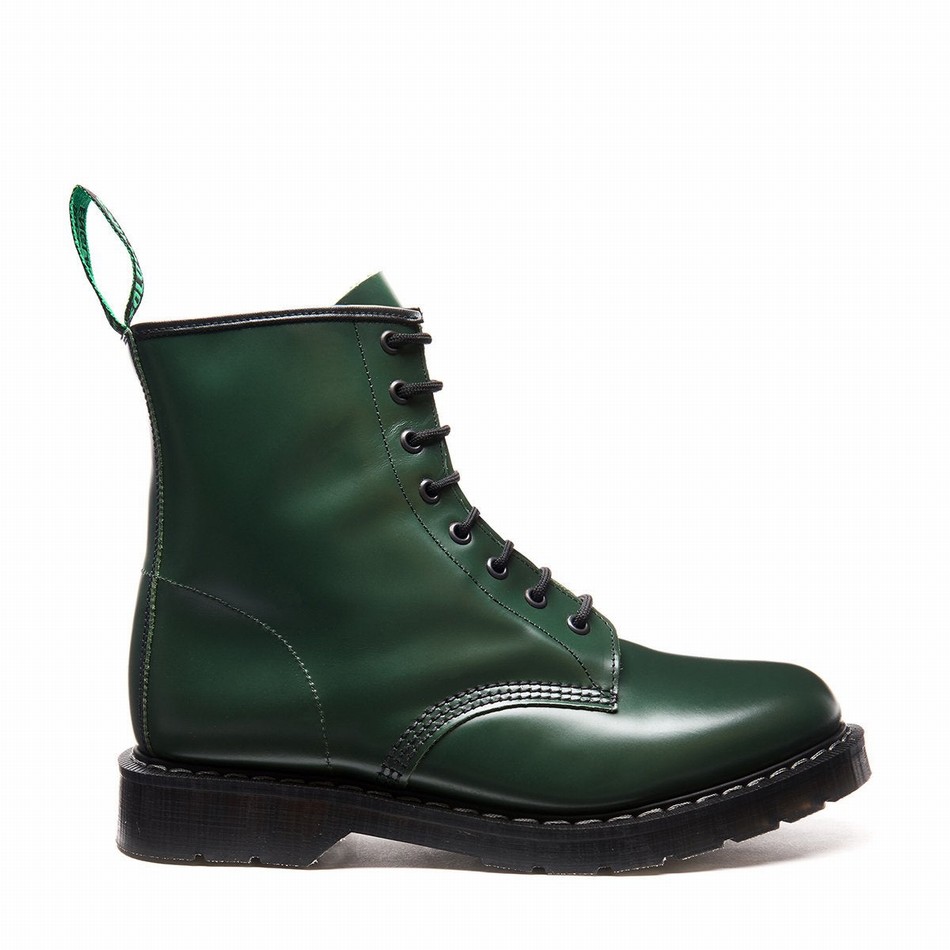 Solovair Hi-Shine 8 Eye Derby Støvler Herre Grøn | S8-551-GN-G-030
