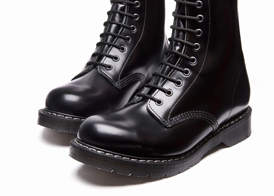Solovair Hi-Shine 8 Eye Derby Støvler Herre Sort | S8-551-BK-G-030