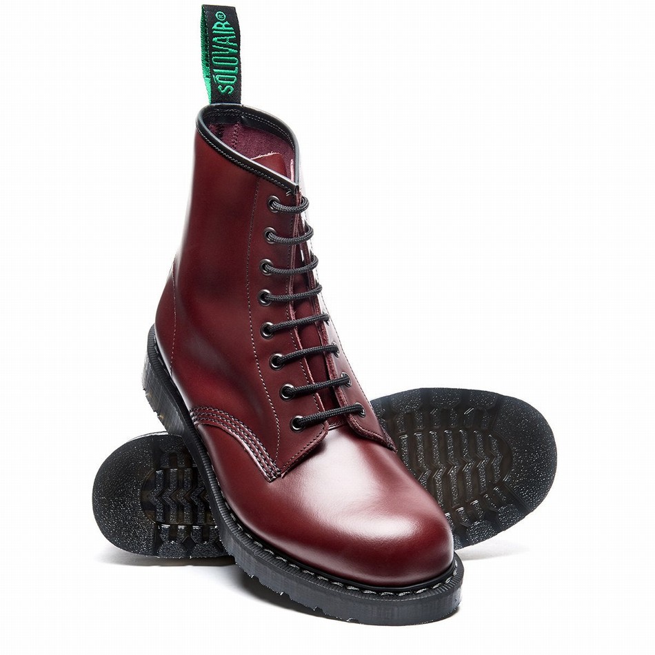 Solovair Hi-Shine 8 Eye Derby Støvler Herre Rød | S8-551-OX-G-030