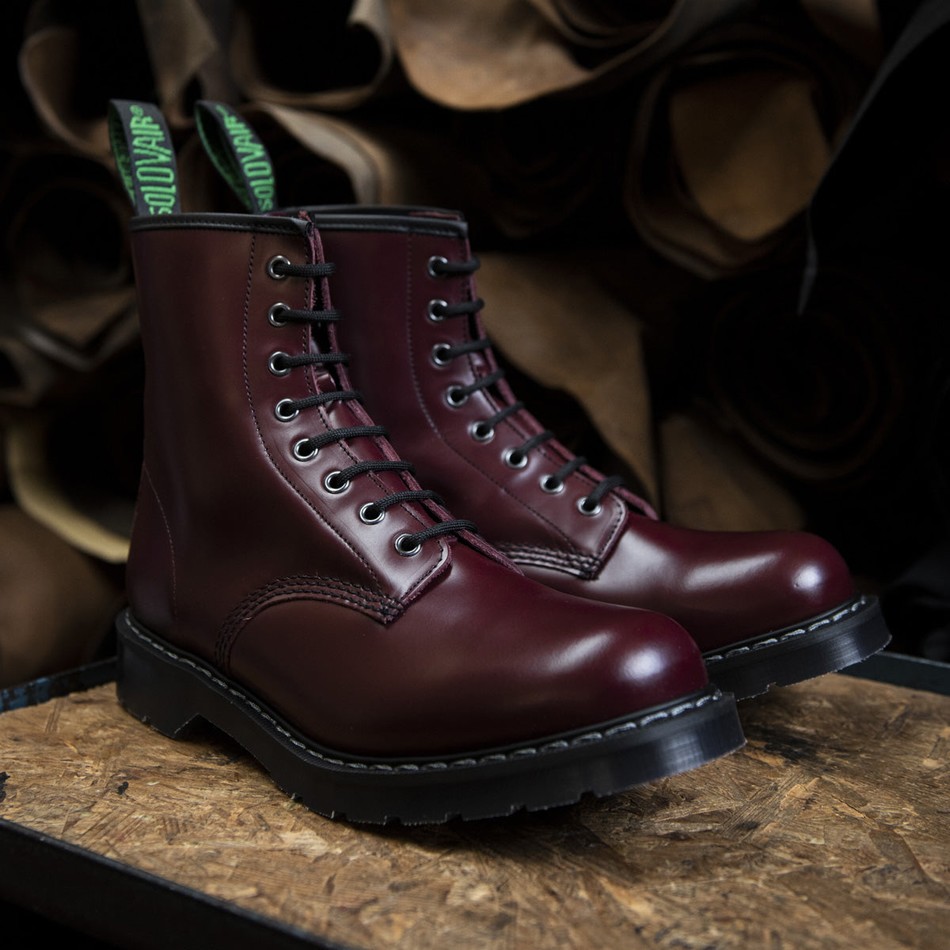 Solovair Hi-Shine 8 Eye Derby Støvler Herre Rød | S8-551-OX-G-030