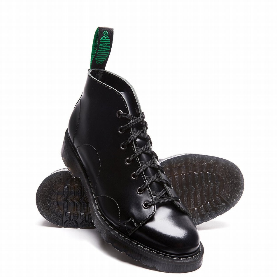 Solovair Hi-Shine Abestøvler Herre Sort | S7-116-BK-G-030