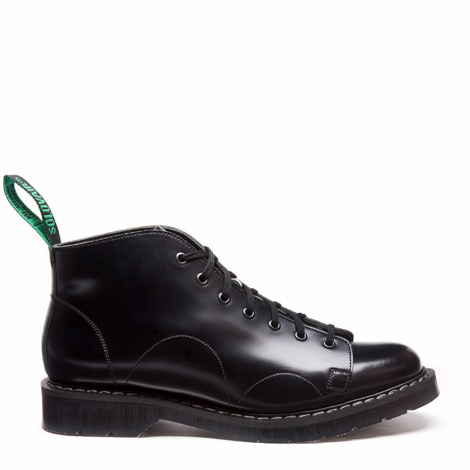Solovair Hi-Shine Abestøvler Herre Sort | S7-116-BK-G-030