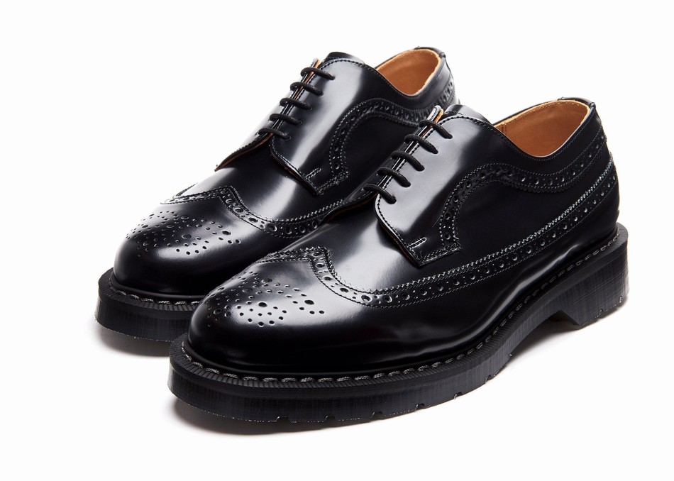 Solovair Hi-Shine American Brogue Sko Dame Sort | S5-812-BK-G-030