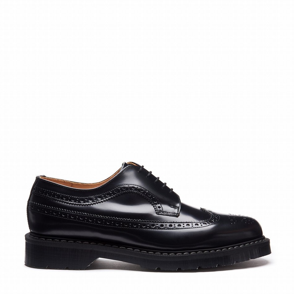 Solovair Hi-Shine American Brogue Sko Dame Sort | S5-812-BK-G-030
