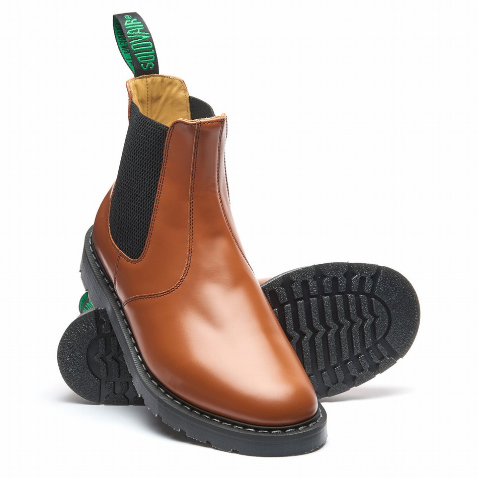 Solovair Hi-Shine Dealer Boot Dealer Støvler Herre Brune | S0-900-TAN-IVY-G-050