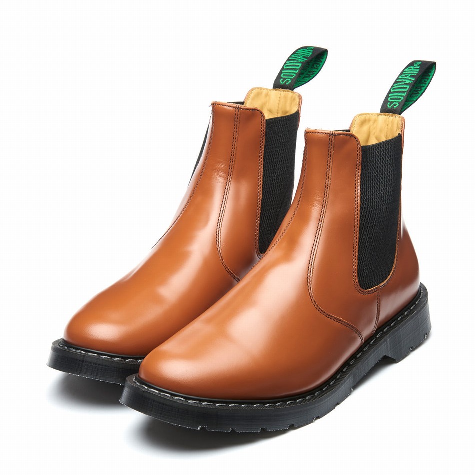 Solovair Hi-Shine Dealer Boot Dealer Støvler Herre Brune | S0-900-TAN-IVY-G-050