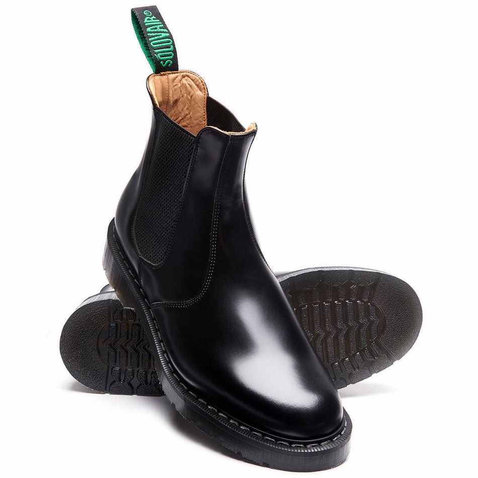 Solovair Hi-Shine Dealer Støvler Dame Sort | S0-900-BK-G-030