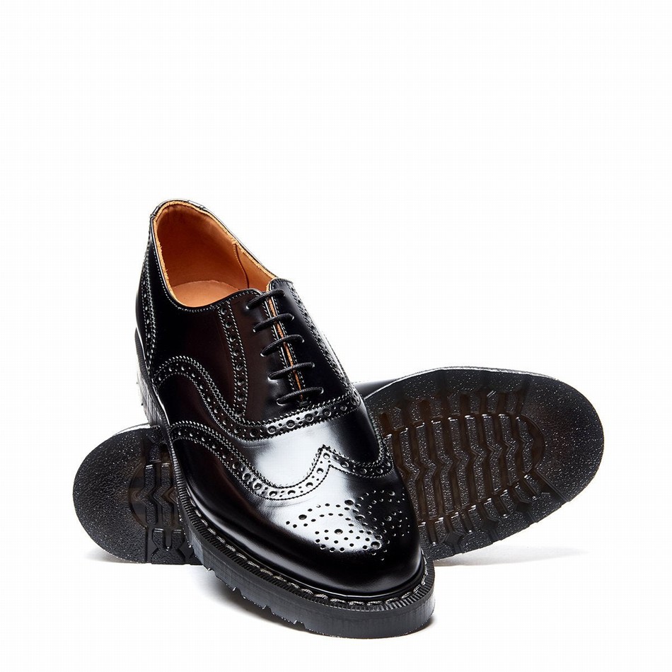 Solovair Hi-Shine English Brogue Sko Dame Sort | S5-811-BK-G-030