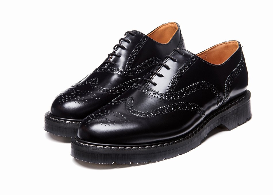 Solovair Hi-Shine English Brogue Sko Dame Sort | S5-811-BK-G-030