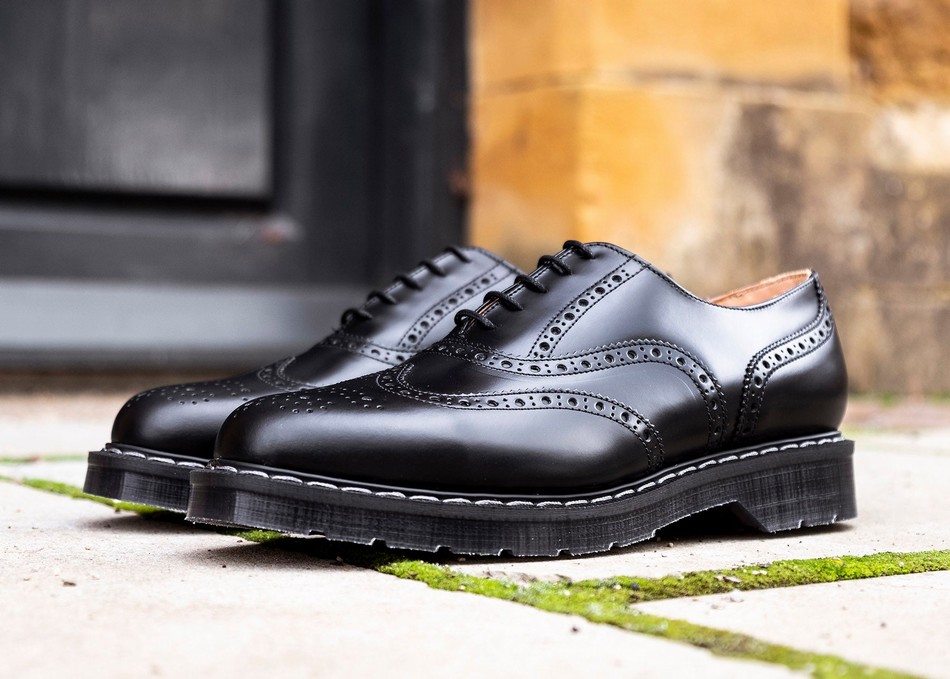 Solovair Hi-Shine English Brogue Sko Dame Sort | S5-811-BK-G-030