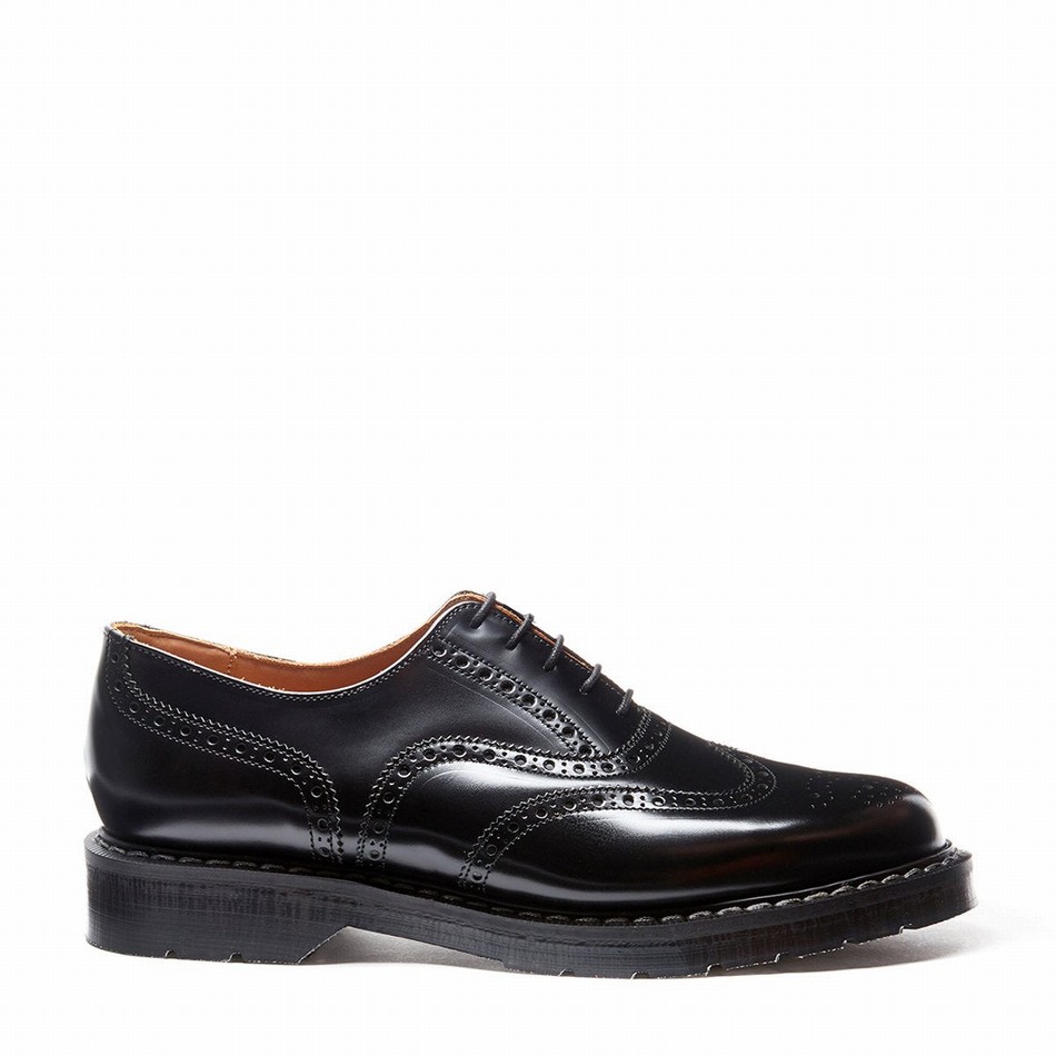 Solovair Hi-Shine English Brogue Sko Dame Sort | S5-811-BK-G-030