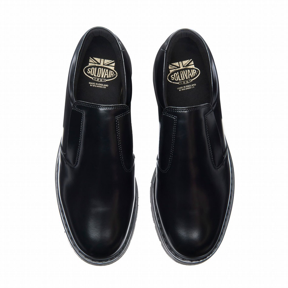 Solovair Hi-Shine Loafers Dame Sort | 763-030