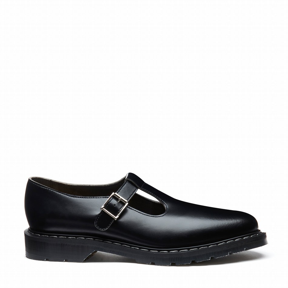 Solovair Hi-Shine Mary Jane Sko Dame Sort | S0-393-BK-G-030