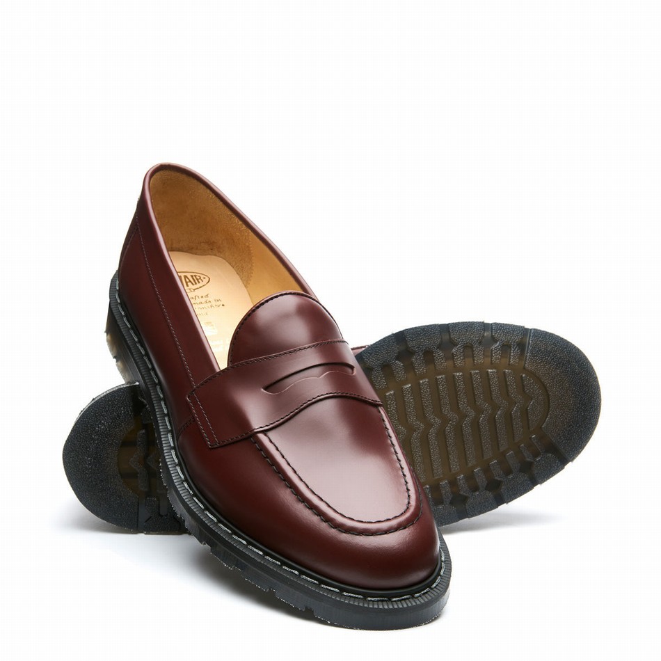 Solovair Hi-Shine Penny Loafers Dame Rød | S0-970-OX-G-030