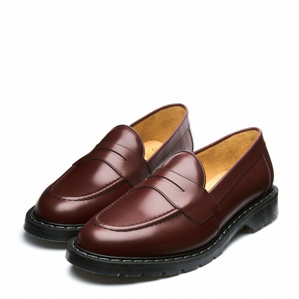Solovair Hi-Shine Penny Loafers Dame Rød | S0-970-OX-G-030