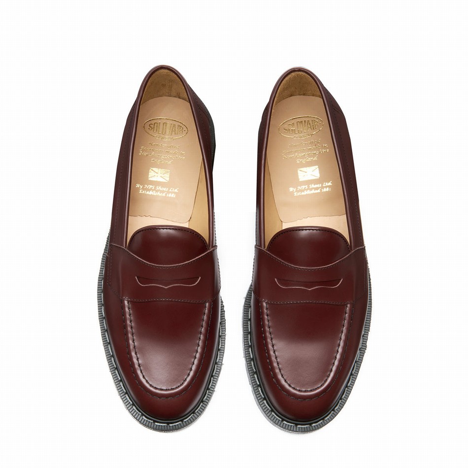 Solovair Hi-Shine Penny Loafers Dame Rød | S0-970-OX-G-030