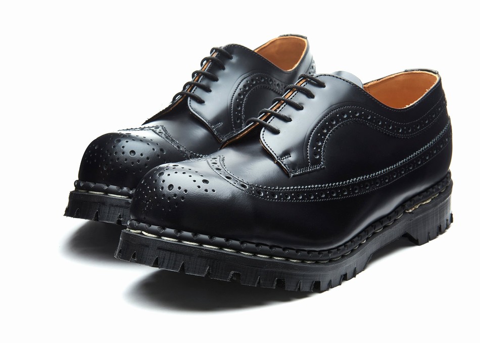 Solovair Hi-Shine Steel Toe American Brogue Sko Dame Sort | GF5-1812-BK-040