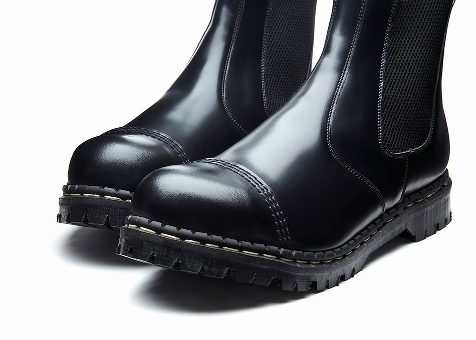 Solovair Hi-Shine Steel Toe Capped Dealer Støvler Herre Sort | GF0-1910-BK-040