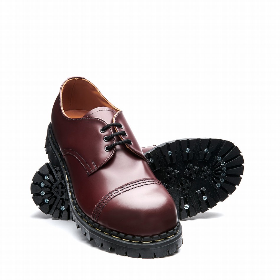 Solovair Hi-Shine Steel Toe Capped Gibson Sko Dame Rød | GF3-1370-OX-030