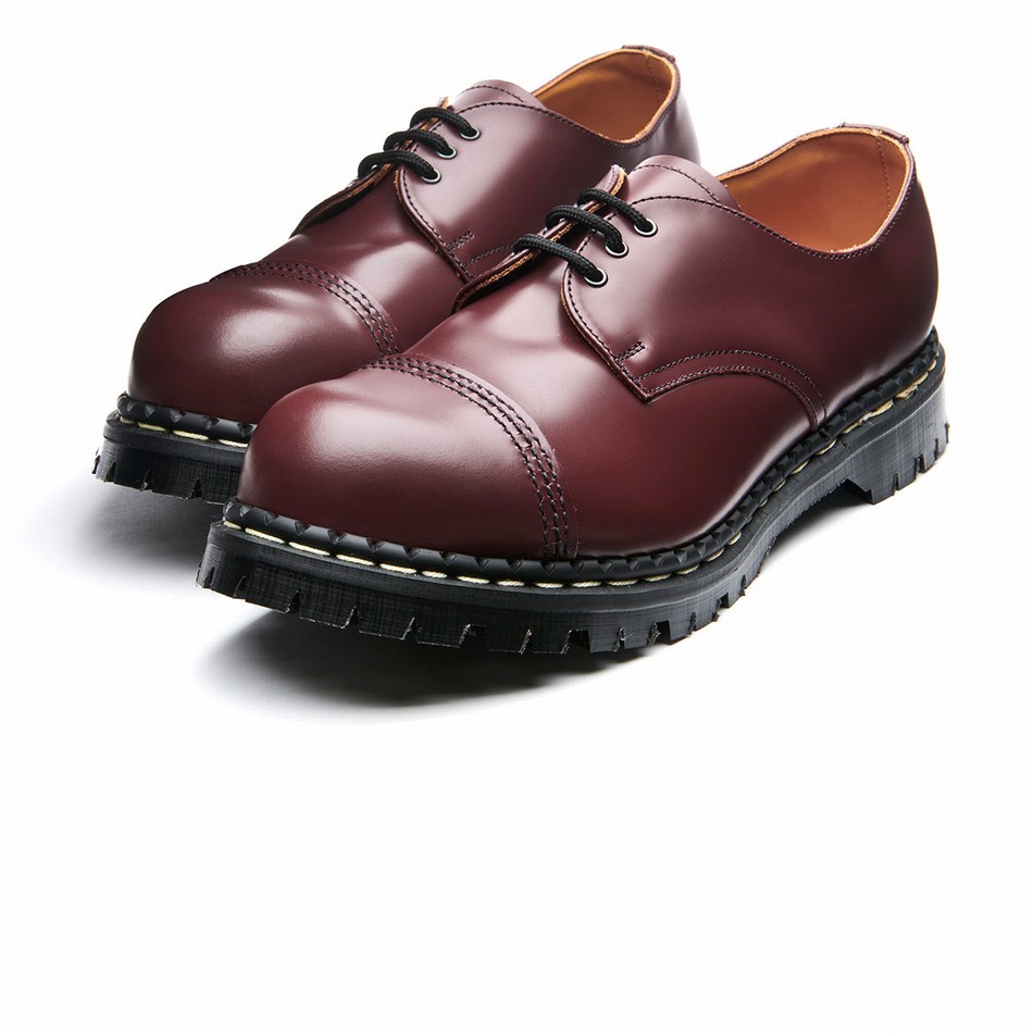 Solovair Hi-Shine Steel Toe Capped Gibson Sko Dame Rød | GF3-1370-OX-030