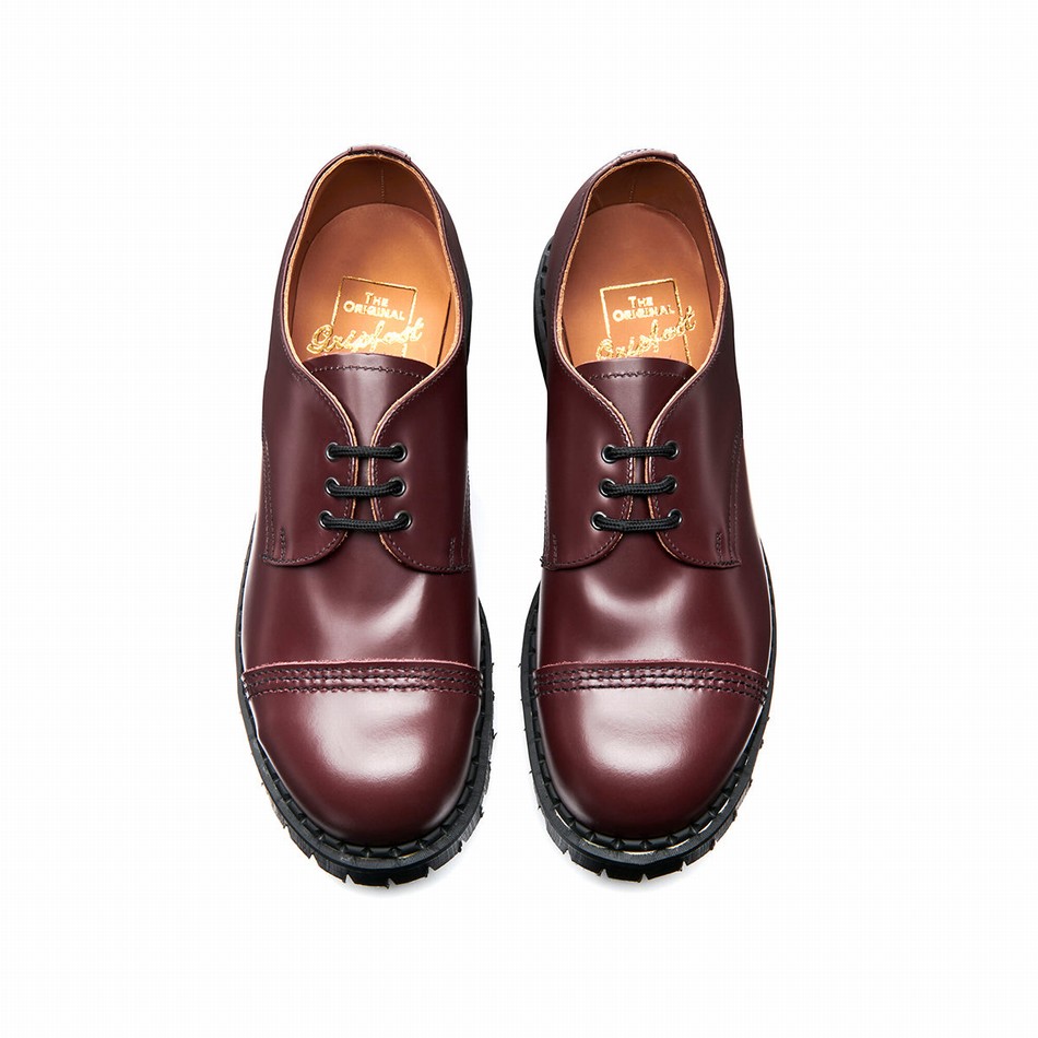 Solovair Hi-Shine Steel Toe Capped Gibson Sko Dame Rød | GF3-1370-OX-030