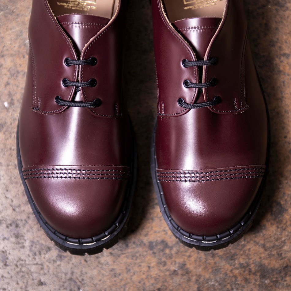 Solovair Hi-Shine Steel Toe Capped Gibson Sko Dame Rød | GF3-1370-OX-030