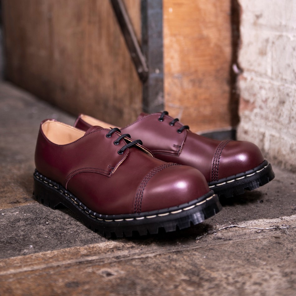 Solovair Hi-Shine Steel Toe Capped Gibson Sko Dame Rød | GF3-1370-OX-030