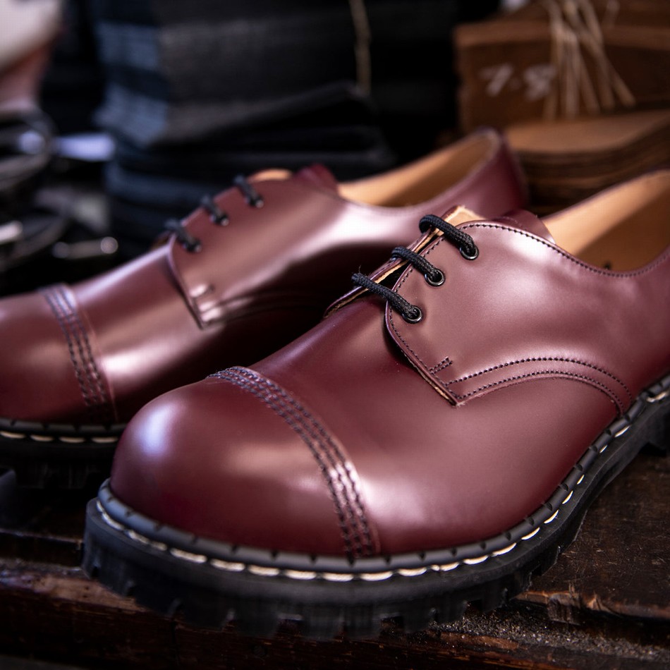 Solovair Hi-Shine Steel Toe Capped Gibson Sko Dame Rød | GF3-1370-OX-030