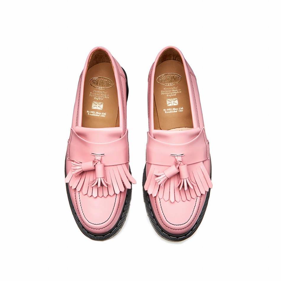 Solovair Hi-Shine Tassel Loafers Dame Lyserød | S0-1022-PK-BL-G-090