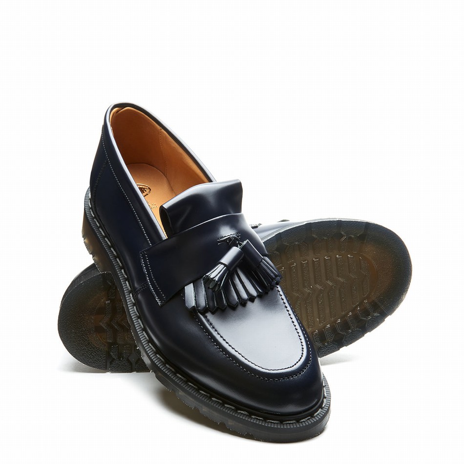 Solovair Hi-Shine Tassel Loafers Herre Mørkeblå | S0-1022-NV-G-030