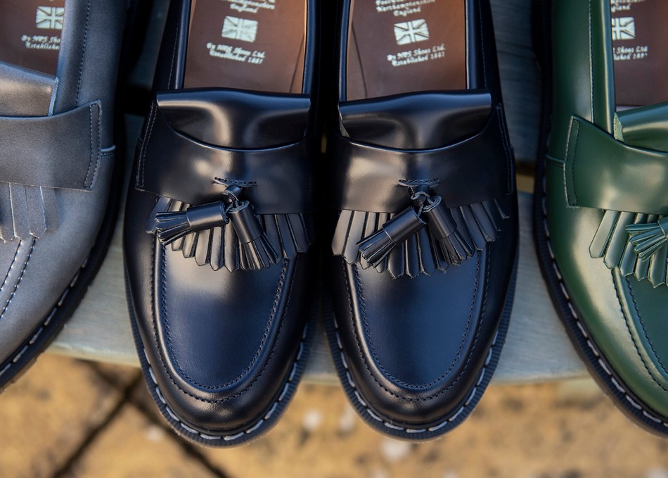 Solovair Hi-Shine Tassel Loafers Herre Mørkeblå | S0-1022-NV-G-030