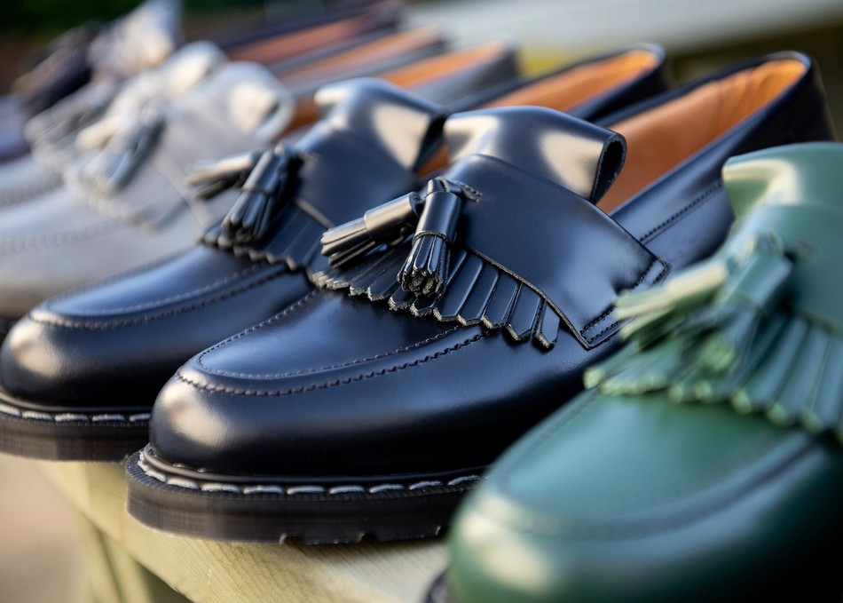 Solovair Hi-Shine Tassel Loafers Herre Mørkeblå | S0-1022-NV-G-030