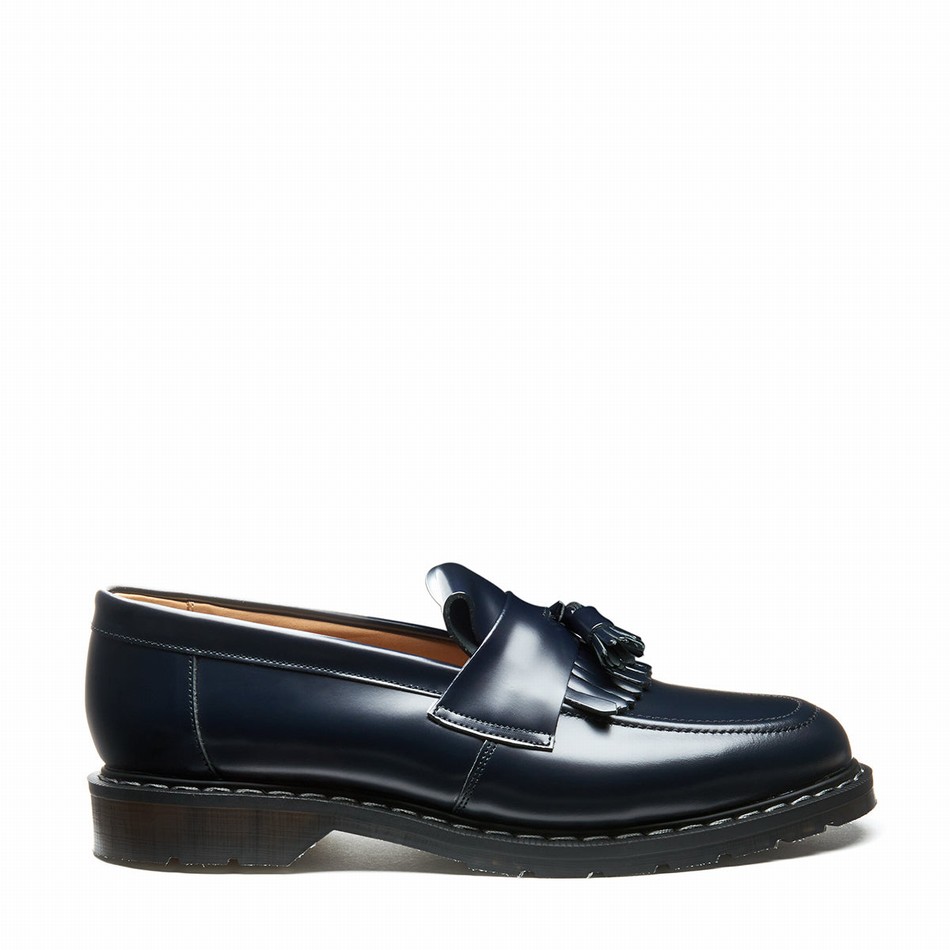 Solovair Hi-Shine Tassel Loafers Herre Mørkeblå | S0-1022-NV-G-030