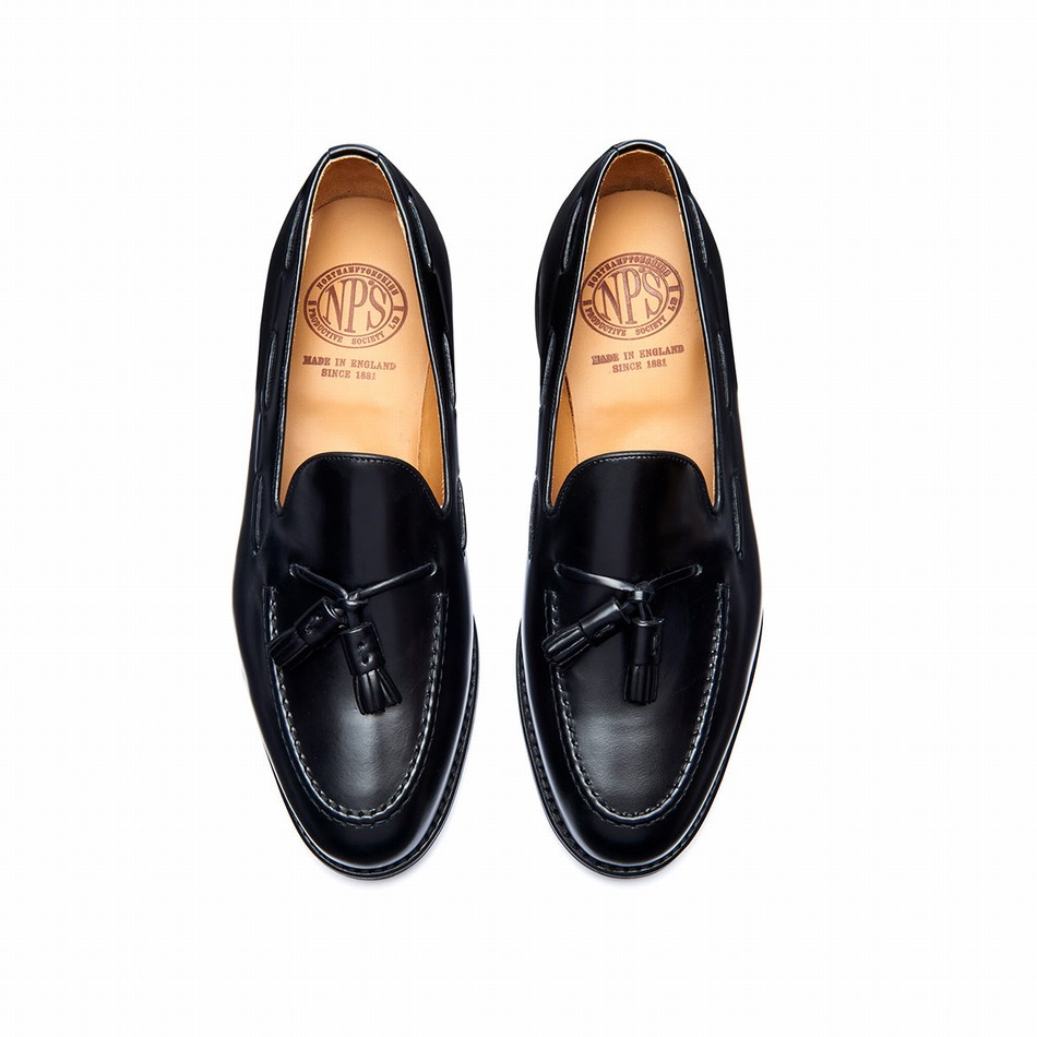 Solovair Hi-Shine Tassel Loafers Herre Sort | 130-131-065