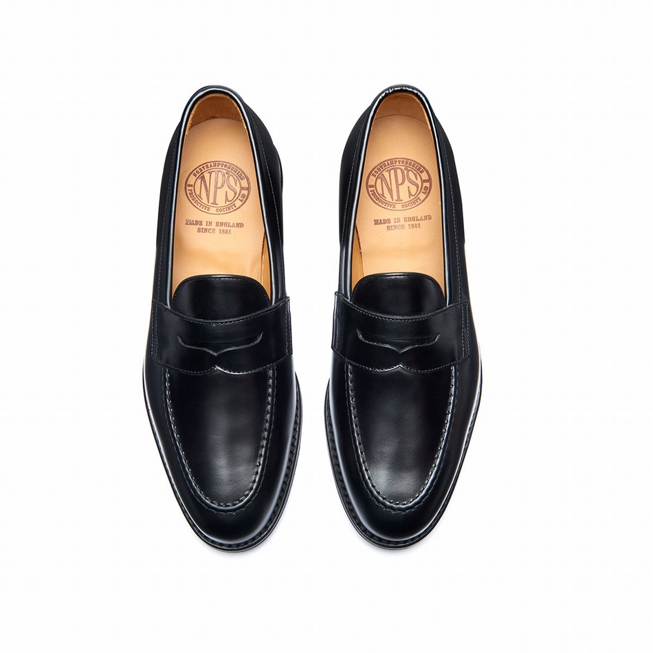 Solovair Hi Shine Penny Loafers Herre Sort | 970-025-060