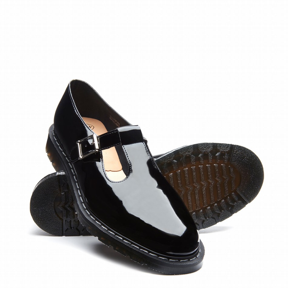 Solovair Patent Mary Jane Sko Herre Sort | S0-393-BK-PT-G-030
