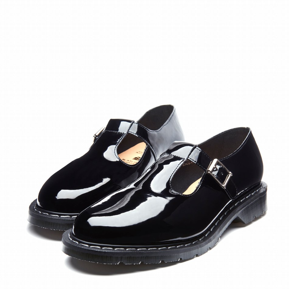 Solovair Patent Mary Jane Sko Herre Sort | S0-393-BK-PT-G-030